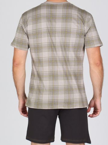 Pánské pyžamo krátké, šité, s potiskem 79190 - sv. šedá tm. šedá