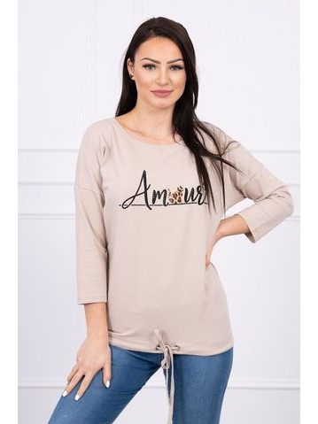 Tričko s nápisem "AMOUR", béžová, S/M - L/XL