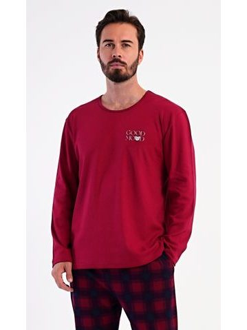 Pánské pyžamo dlouhé Bowling - vínová