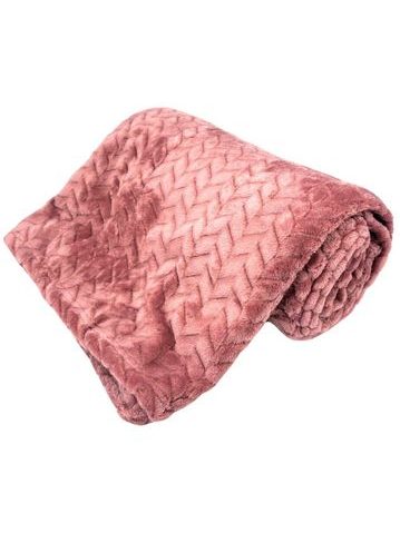 Mikroflanelová deka 150 x 200 cm, 220 GSM, Starorůžová Jacquard