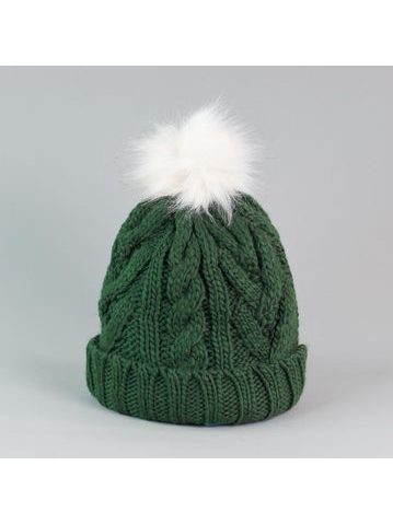 Zelená čepice s bambulí