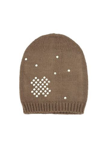 Čepice beanie zlaté nýtky hnědá