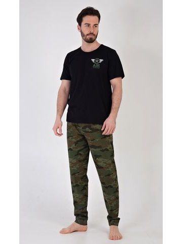 Pánské pyžamo dlouhé Air forces - černá