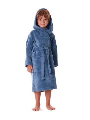 Dětský dlouhý savý župan s kapucí TAMPA denim