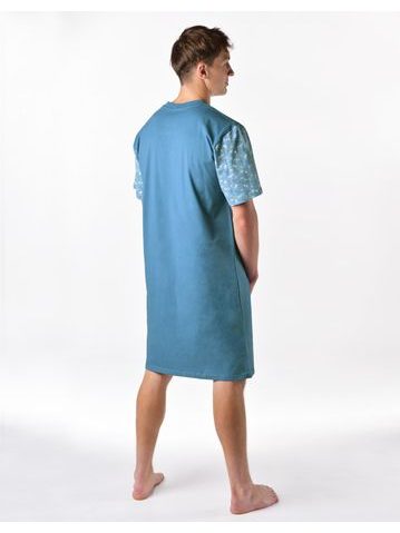 Pánská noční košile s krátkým rukávem Sea - šedá