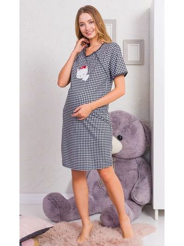 Dámská noční košile mateřská Koťátko - tmavě šedá
