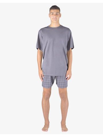 Pánské pyžamo krátké pánské, šité, s potiskem Pyžama 2023 79158P - šedá černá