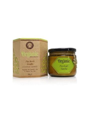 Organická svíčka 200g v jantarovém skle, Patchouli Vanilla