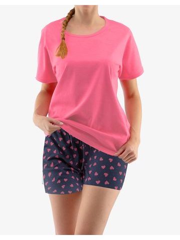 Dámské pyžamo šortky Motýlci - lososová