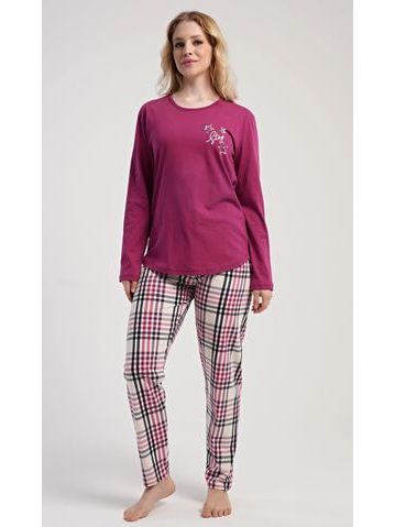 Dámské pyžamo dlouhé Andrea - malinová