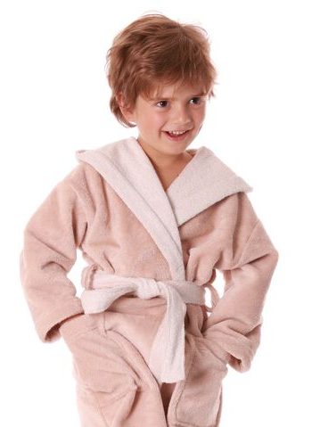 Dětský dlouhý hřejivý župan s kapucí SIENA světle modrá