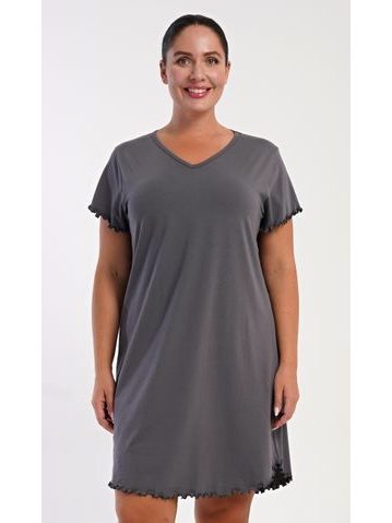 Dámská noční košile s krátkým rukávem Alexandra - tmavě šedá