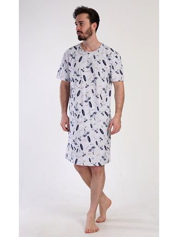Pánská noční košile s krátkým rukávem Surfing - šedá