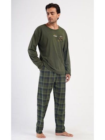 Pánské pyžamo dlouhé David - khaki