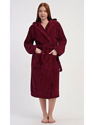 Dámský župan dlouhý s kapucí Julie - vínová