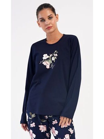 Dámské domácí šaty s tříčtvrtečním rukávem Barbara - tmavě modrá