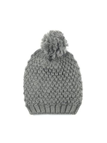 Zimní čepice s bambulí světle šedá