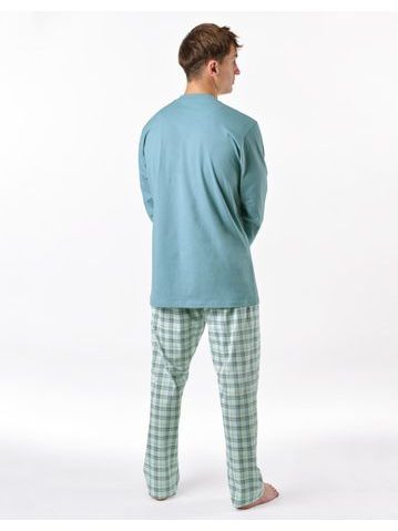 Pánské pyžamo krátké, šité, s potiskem 79190 - sv. šedá tm. šedá