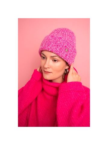 Pletená ušanka růžovobílá