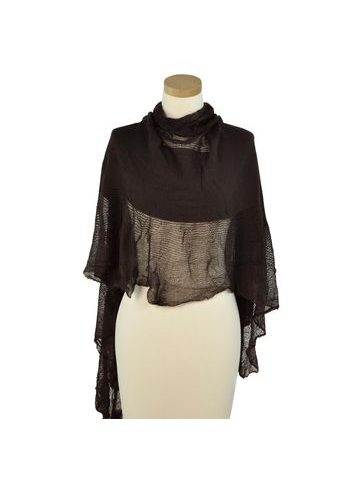 Dámský šál s krajkou tmavěhnědý