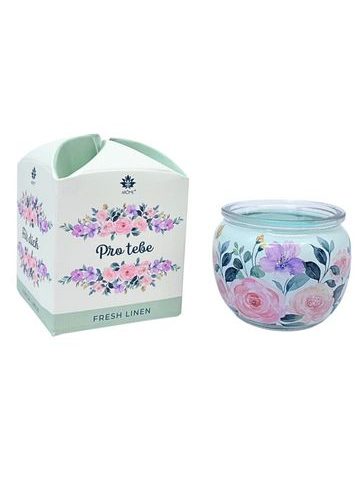 ARÔME Svíčka 90 g, ve skle a flower boxu, Pro Tebe, Fresh Linen