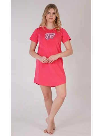 Dámská noční košile s krátkým rukávem Super girl - korálová