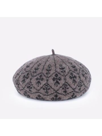 Vzorovaný baret béžovošedý