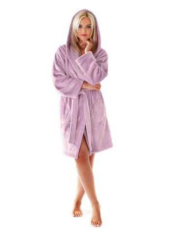 Dámský 3/4 hřejivý župan s kapucí SIENA světle fialová