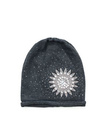 Čepice beanie Diamantová rozeta šedá