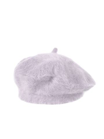 Angorový baret s anténkou levandulový