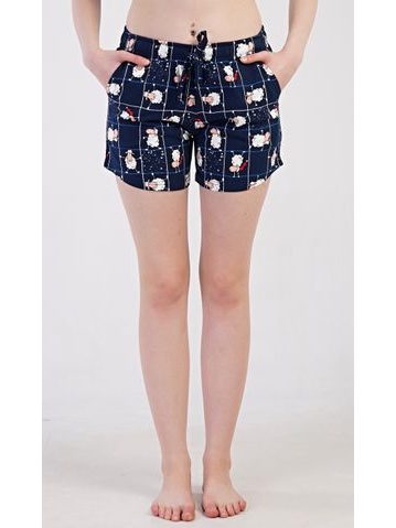 Dámské pyžamové šortky Ovečky - tmavě modrá