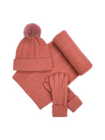 Čepice, rukavice, šála - špinavě růžová