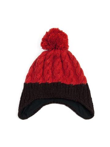 Čepice - ušanka - s bambulí červená