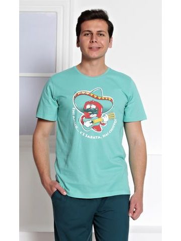 Pánská noční košile s krátkým rukávem Méďa na kole - šedá