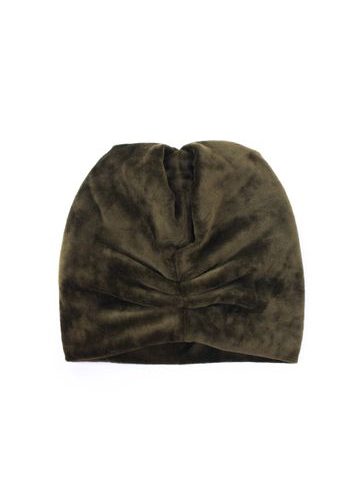 Velurová čepice - khaki