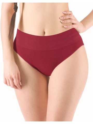 GINA dámské kalhotky klasické se širokým bokem, širší bok, bezešvé, jednobarevné Bamboo PureLine 00035P - brandy