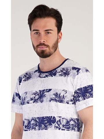 Pánské pyžamo krátké, šité, s potiskem 79188 - měsíc aqua