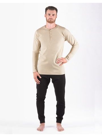 Pánské pyžamo dlouhé 79187P - koňak černá