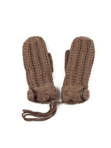 Palcové rukavičky s knoflíkem hnědé