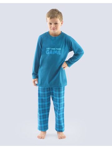GINA dětské pyžamo dlouhé chlapecké, šité, s potiskem 69001P - petrolejová dunaj