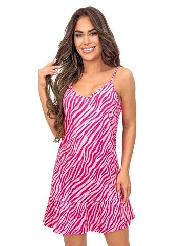 Noční košile bavlněná na ramínka Zebra růžová