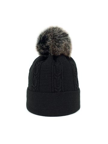 Černá Zimní Čepice s Bambulí