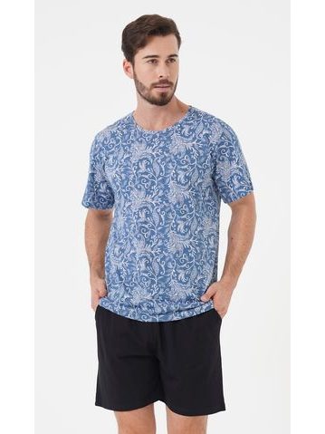 Pánské pyžamo šortky Jachting - modrá