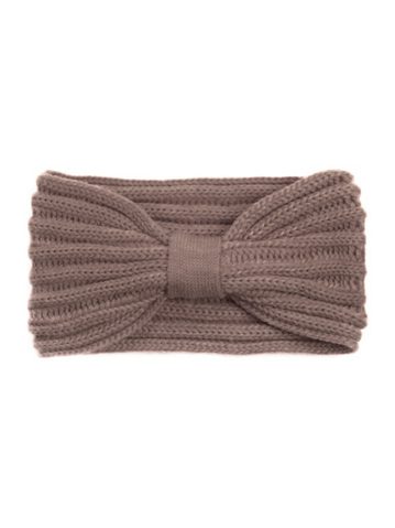 Podzimní pletená čelenka tmavobéžová