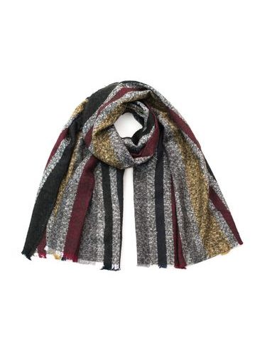 Podzimní šál s pruhy - vínový