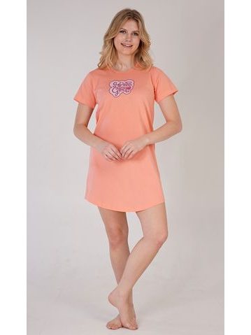 Dámská noční košile s krátkým rukávem Super girl - meruňková