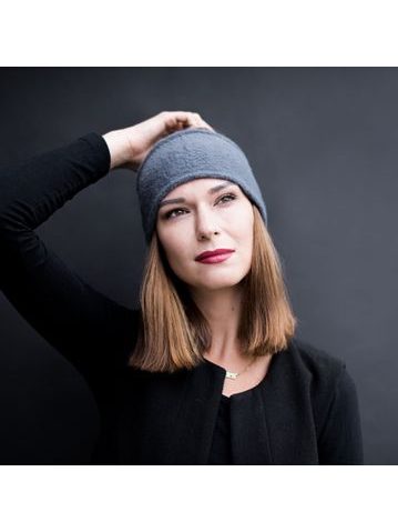 Podzimní pletená čelenka žlutá