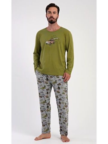 Pánské pyžamo dlouhé Adventure - khaki