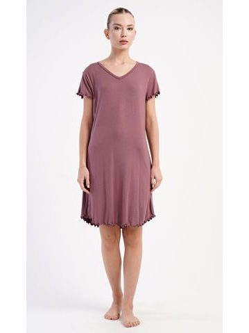 Dámská noční košile s krátkým rukávem Eliza - kakaová