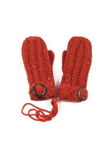 Palcové rukavičky s knoflíkem červené